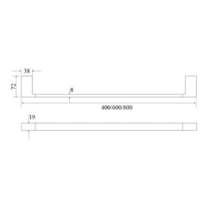 Milos Single Towel Rail dimension drawing