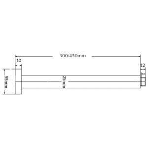 square ceiling shower arm dimensions diagram