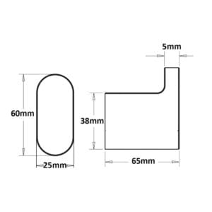 Supra Robe Hook dimension drawing