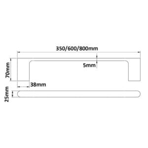 Supra Single Towel Rail dimension drawing