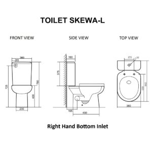 Skewa Toilet Suite Left Hand dimensions drawing
