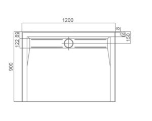 Dimension drawing for the SMC Shower Base With Channel 1200 x 900mm