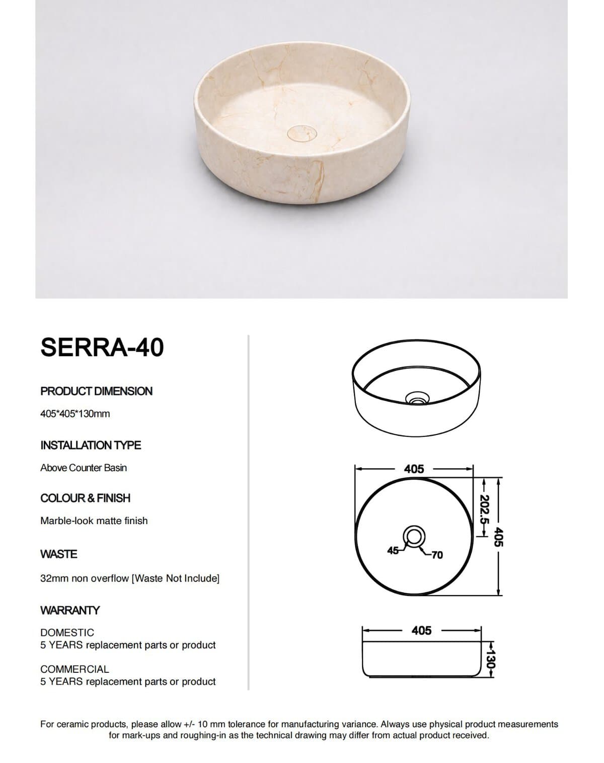 Serra 40 specifications