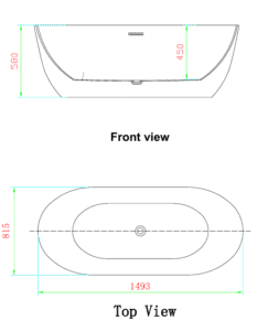 Sorrento-II Free Standing Bath Tub 1493mm dimensions drawing