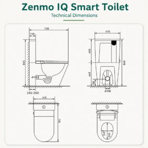 Zenmo IQ Smart Toilet dimensions drawing